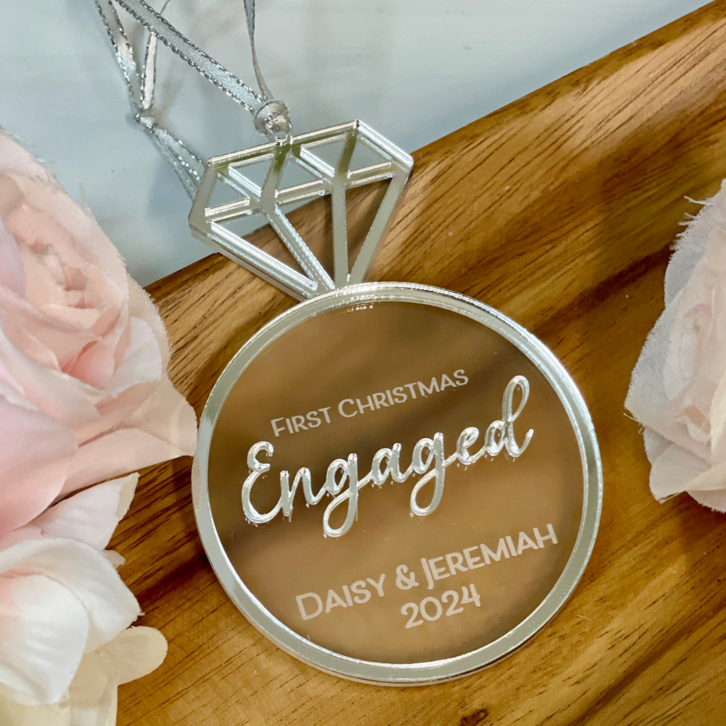 Personalized First Christmas Diamond Ring Ornament