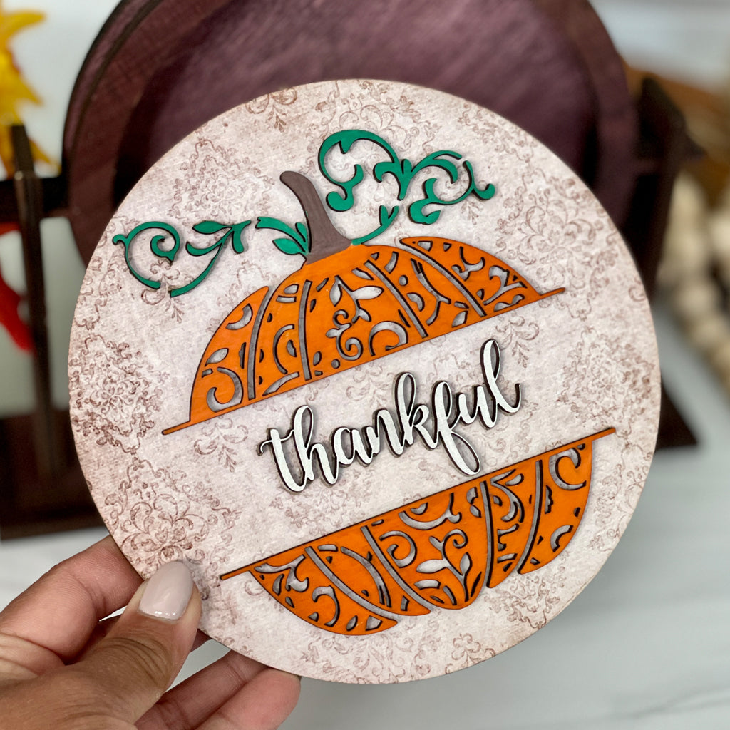 Thankful Pumpkin Interchangeable Tabletop Decor