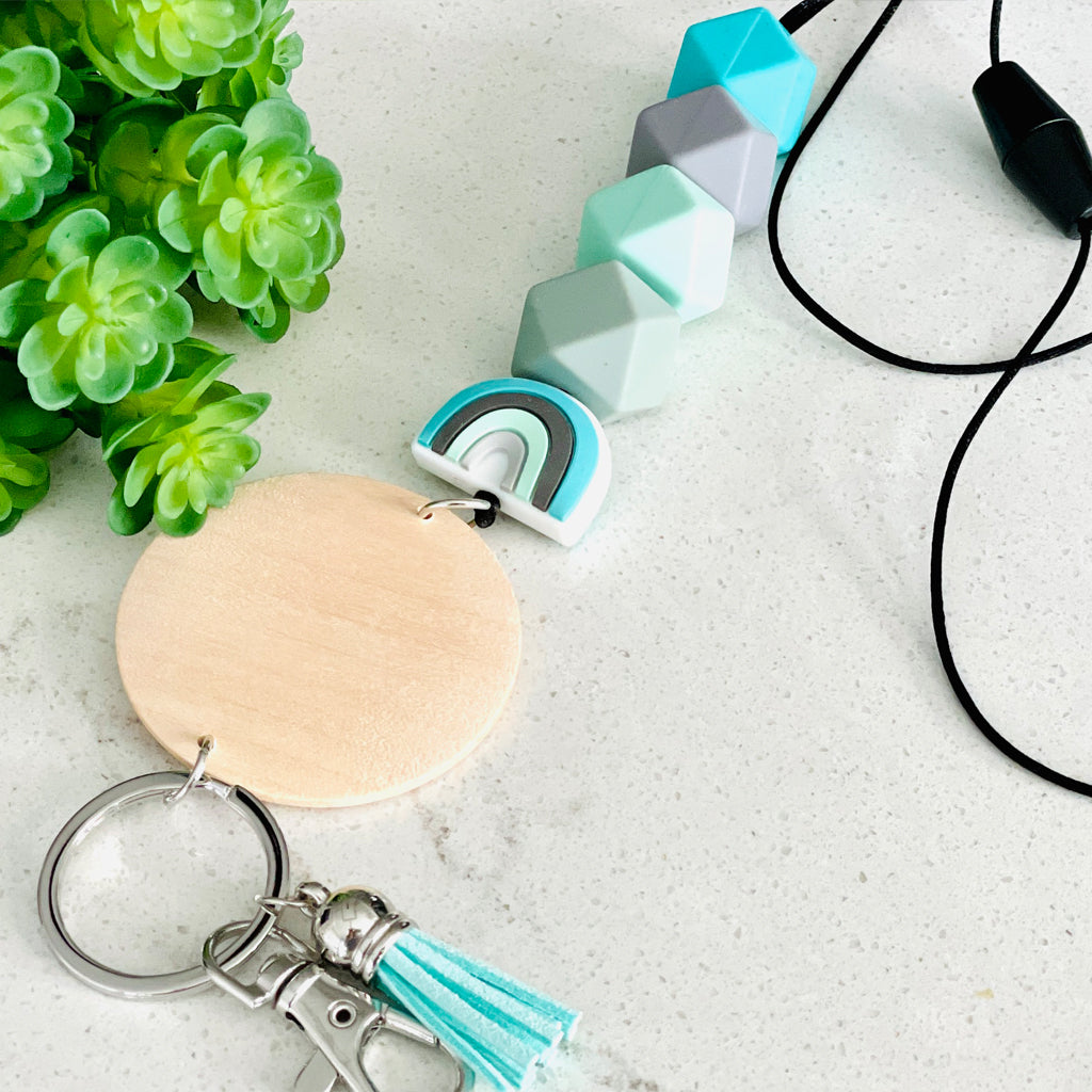 Personalized Silicone Bead Rainbow Teacher Lanyard