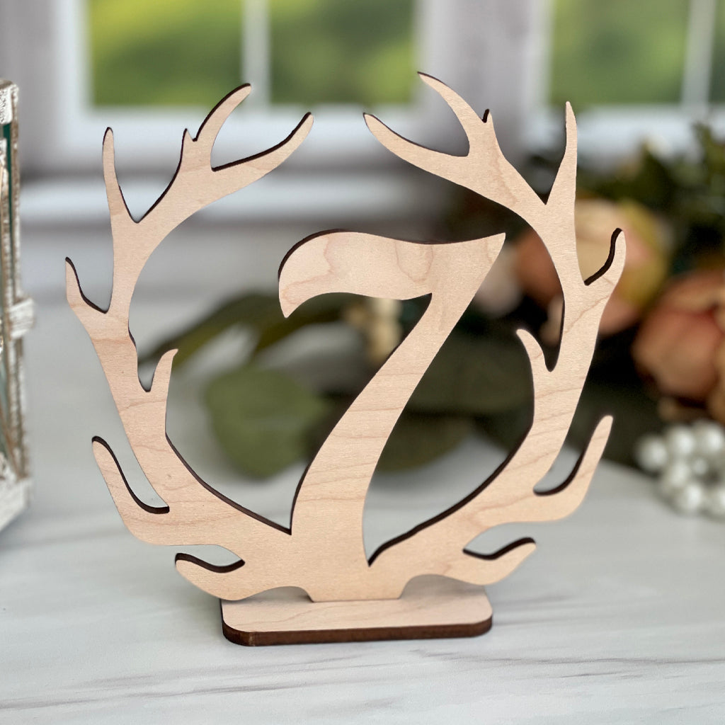 Rustic Antler Table Numbers, Boho Style Wooden Numbers