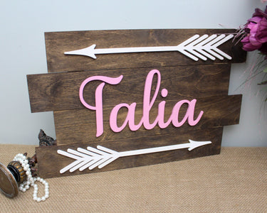 Wooden Pallet Nursery Name Sign with Arrows
