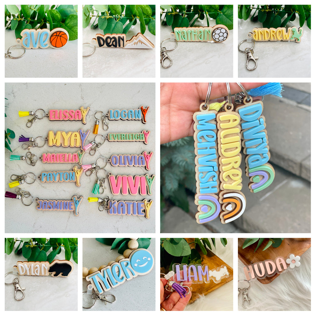 Personalized Name Keychain Bag Pack Tags