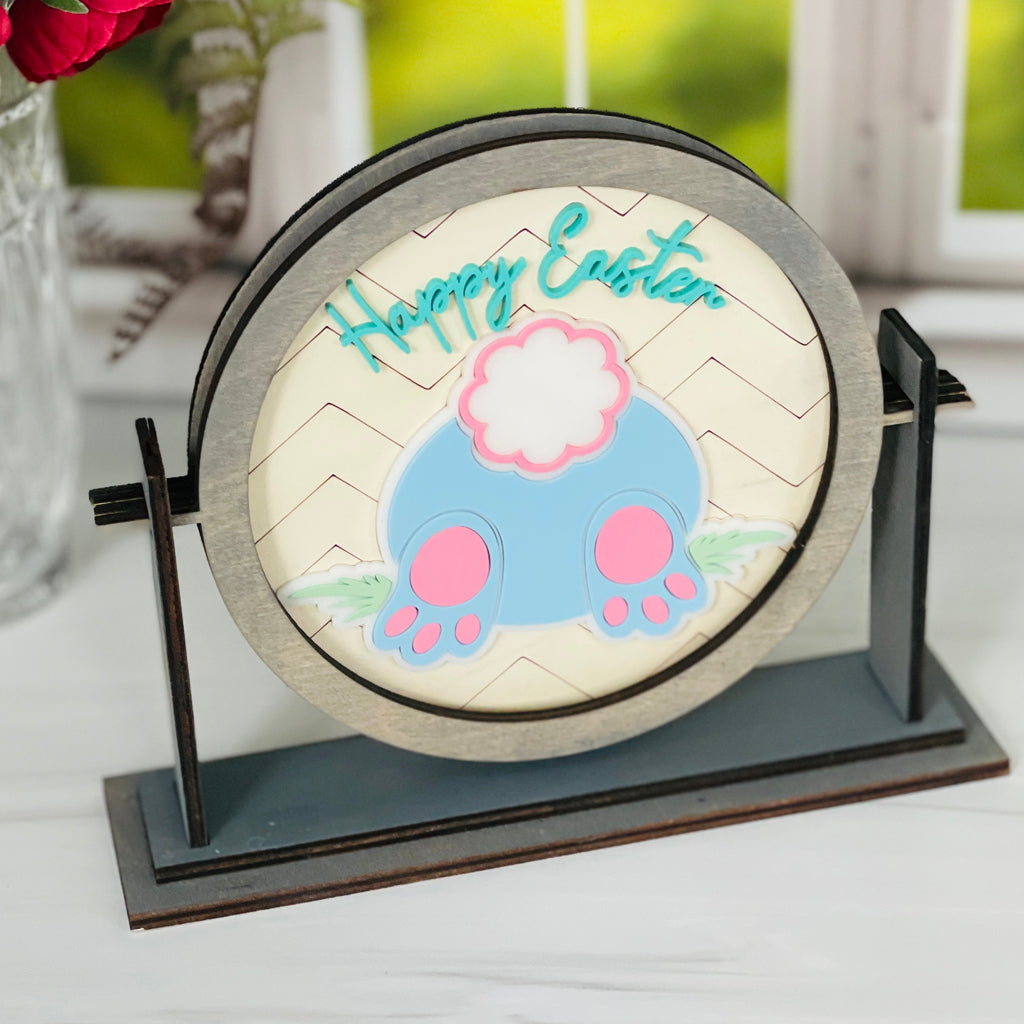 Happy Easter Sign With Wooden Frame