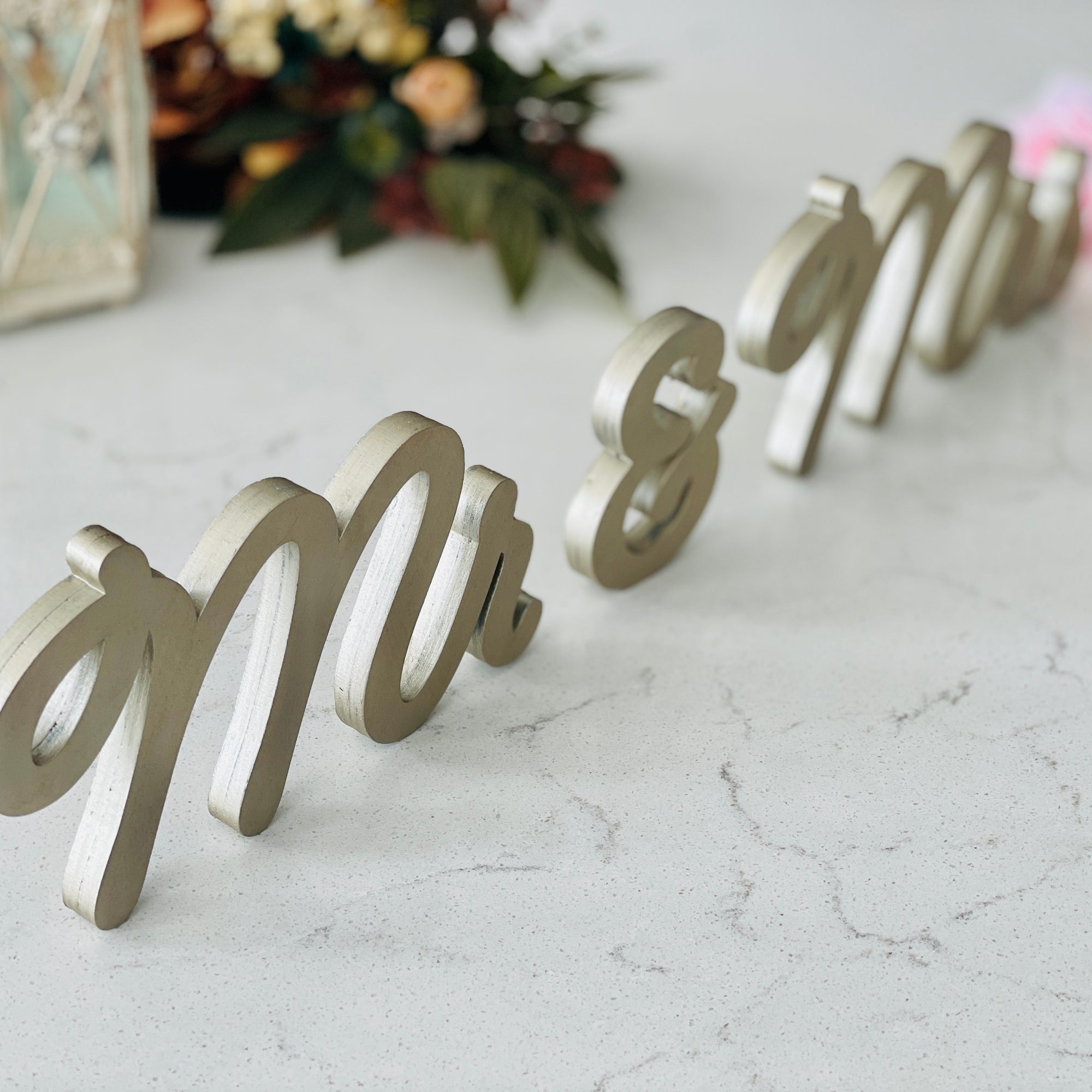 Mr & Mrs Wedding Sign for Reception Table Decor, Free Standing Letters