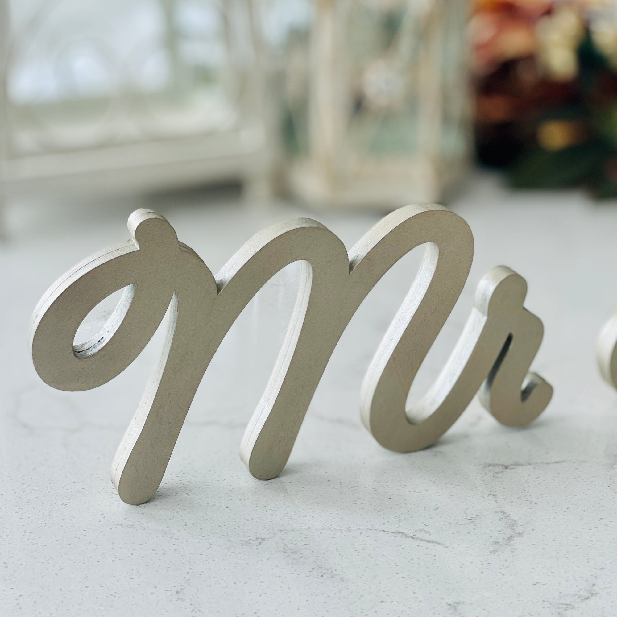 Mr & Mrs Wedding Sign for Reception Table Decor, Free Standing Letters