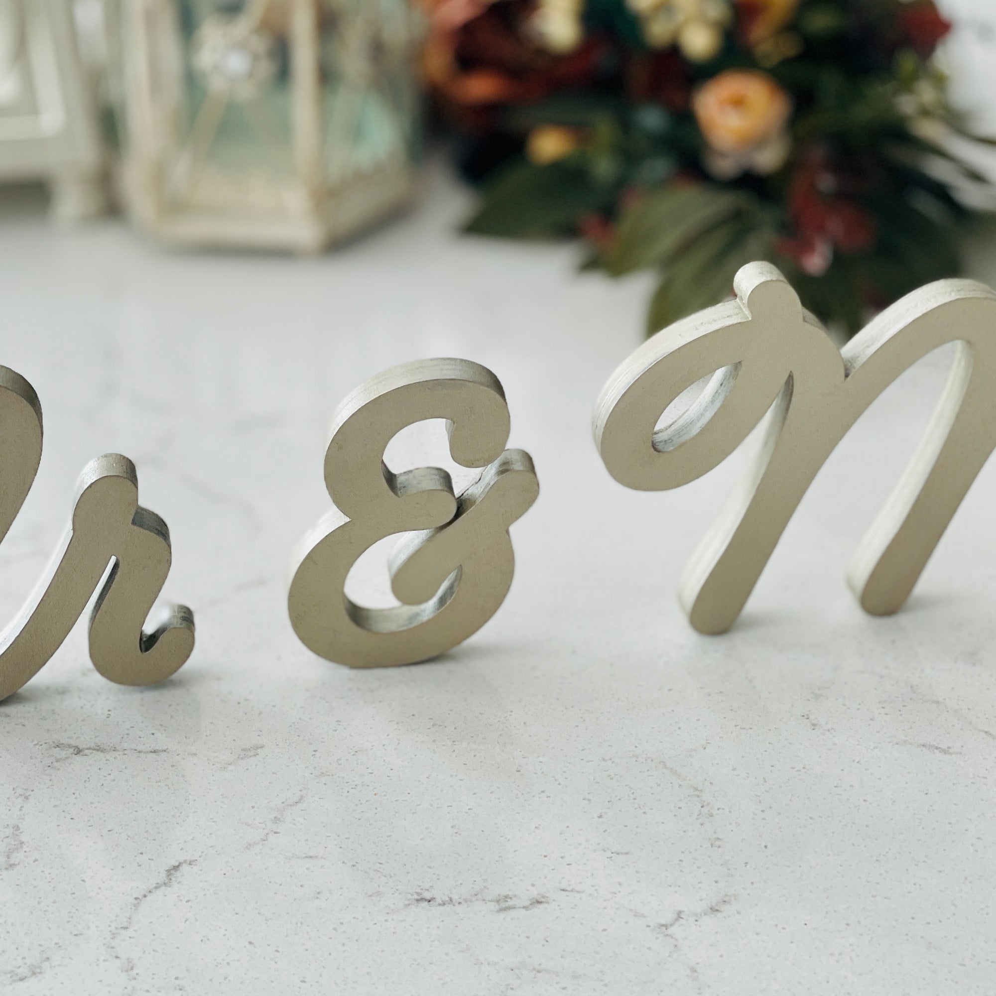 Mr & Mrs Wedding Sign for Reception Table Decor, Free Standing Letters