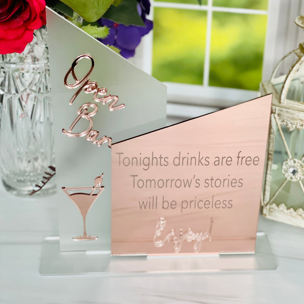Free Drinks Acrylic Sign For Events