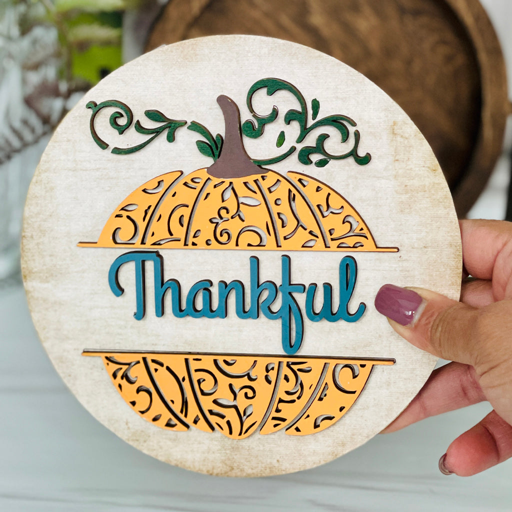 Thankful Pumpkin Interchangeable Tabletop Decor