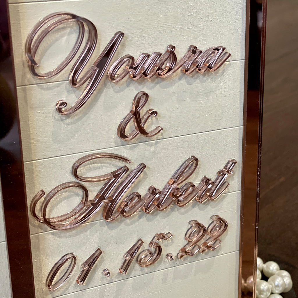 Personalized Wooden Photo Frame with Name and Wedding Date