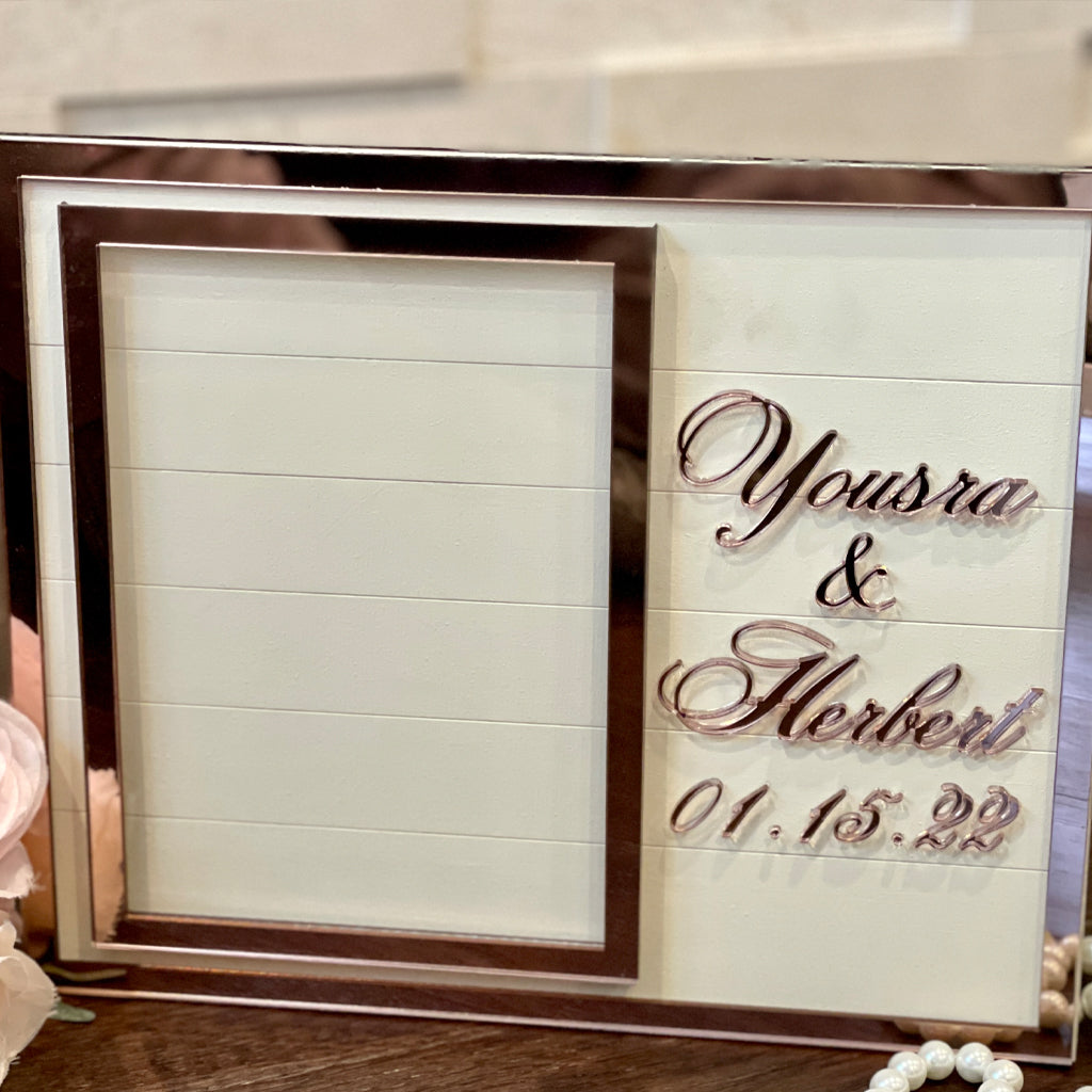 Personalized Wooden Photo Frame with Name and Wedding Date