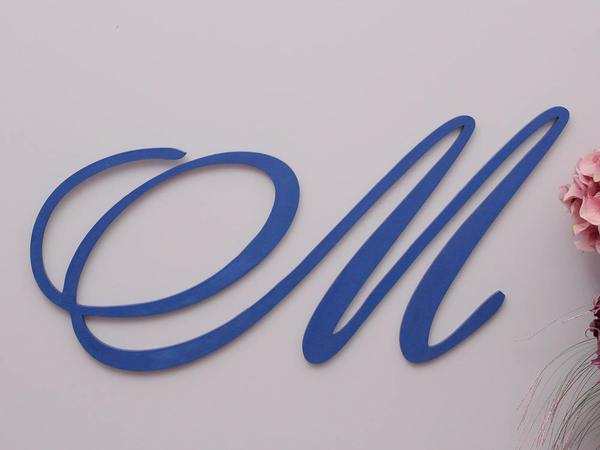 Large cursive M wooden sign