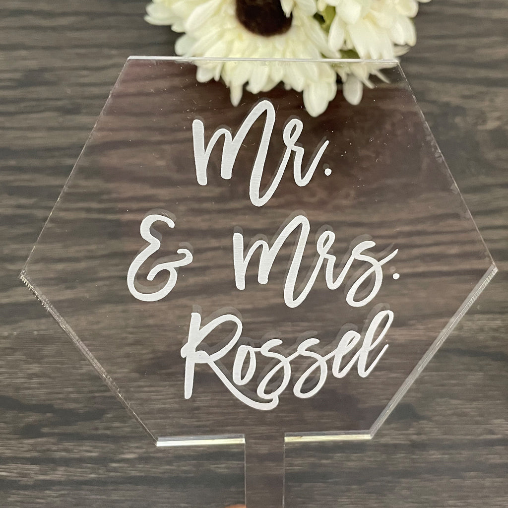 Acrylic Mr & Mrs Wedding Cake Topper
