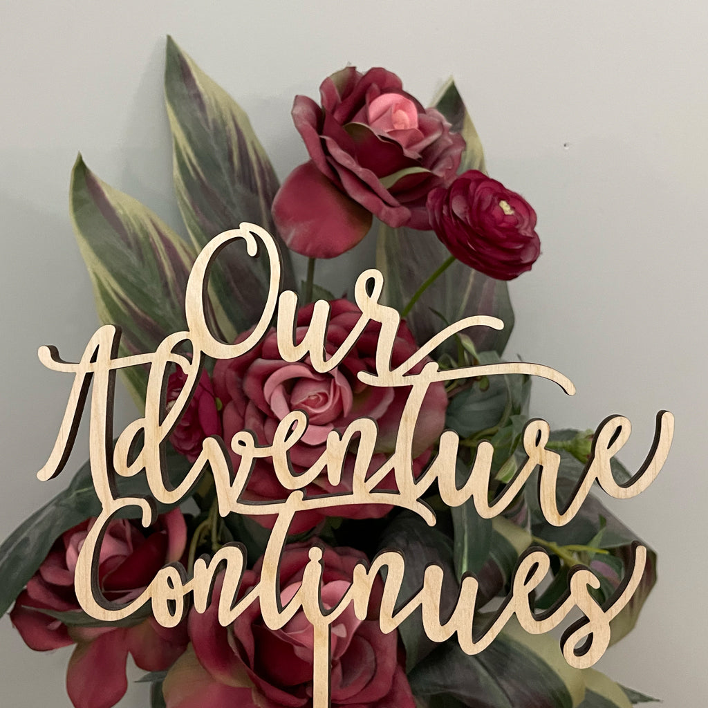 Our Adventure Continues Cake Topper
