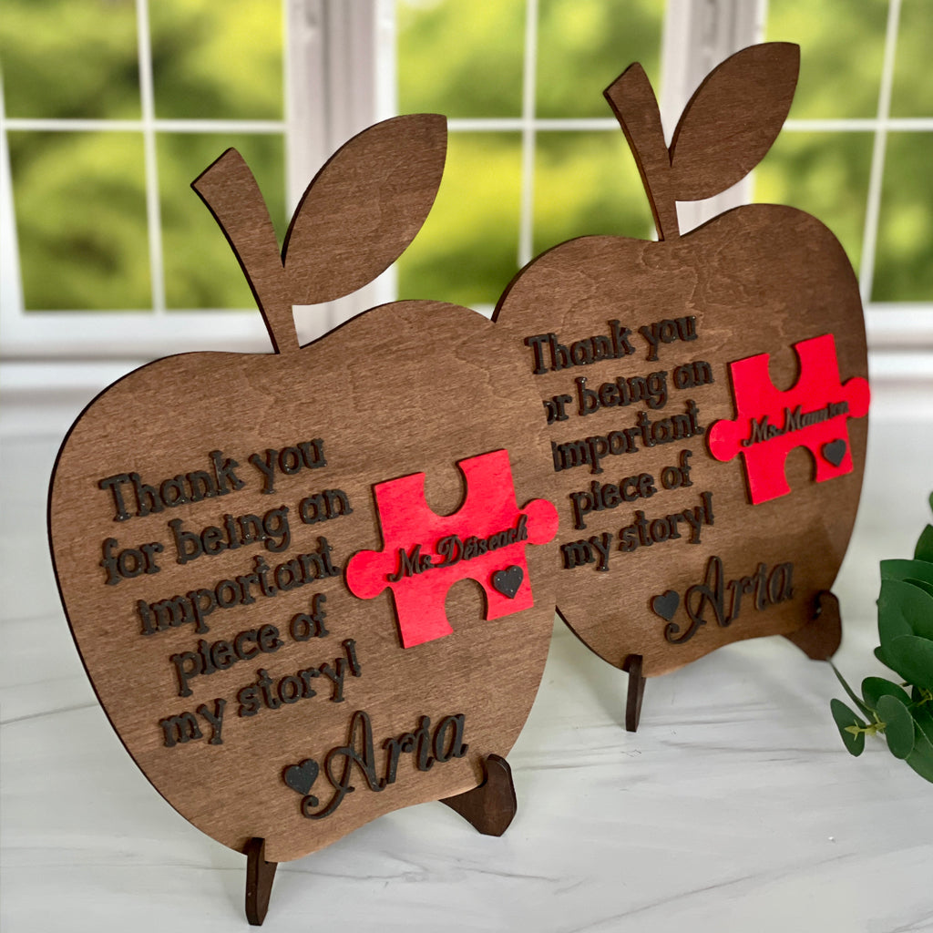 Apple Puzzle Piece Sign For Teacher Appreciation Gift