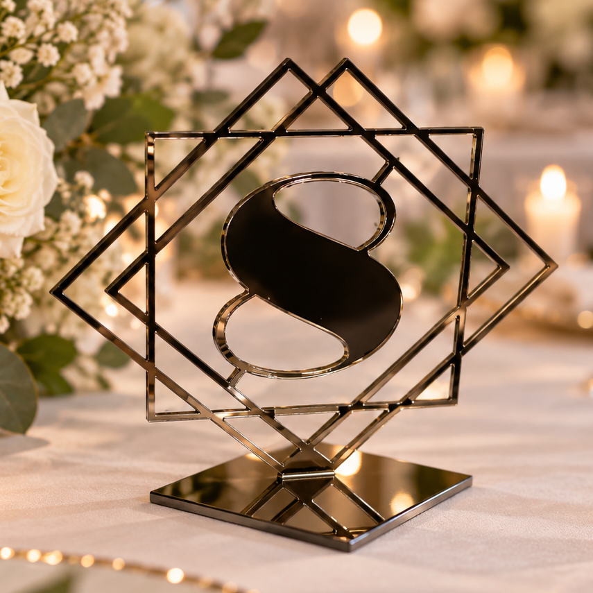 Art Deco Mirrored Table Numbers | Luxury Wedding & Event Decor