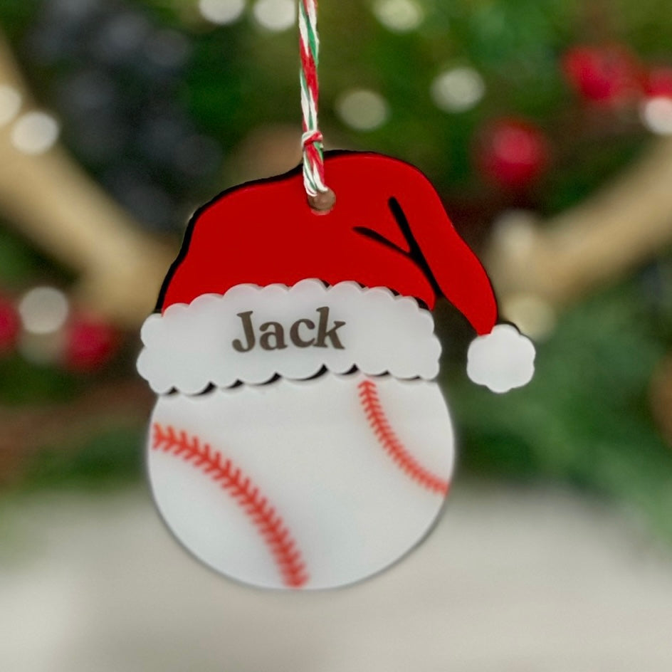 Santa Hat Sport Ball Ornaments