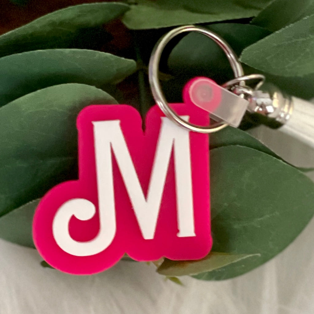 Single Monogram Keychain, Acrylic Bag Tags