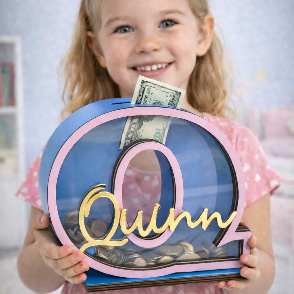 Personalized Letter Piggy Bank, Custom Initial Coin Bank with Name, Kids Savings Bank Gift
