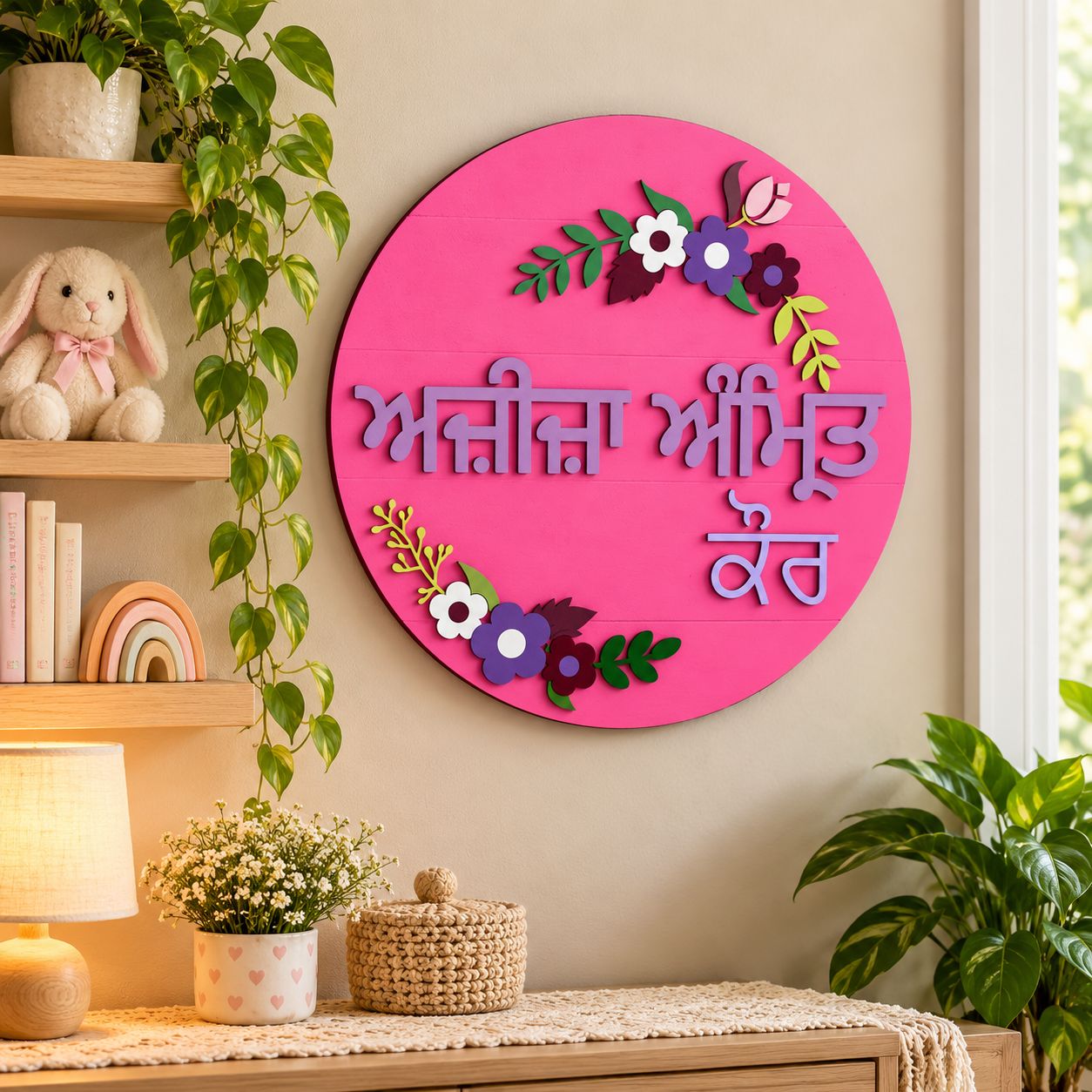 Personalized South Asian Language Name Sign | Custom Hindi, Tamil, Malayalam & Punjabi Wooden Wall Decor