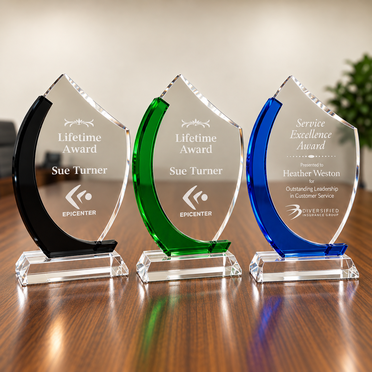 Custom Crystal Recognition Award | Personalized Corporate Trophy