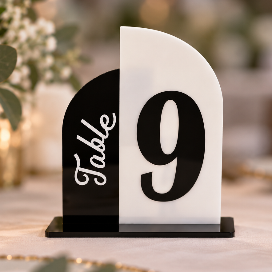 Modern Layered Acrylic Table Numbers | Custom Wedding & Event Signage