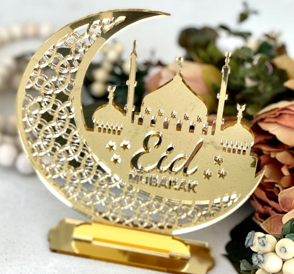 Eid Mubarak Mirror Acrylic Moon Décor