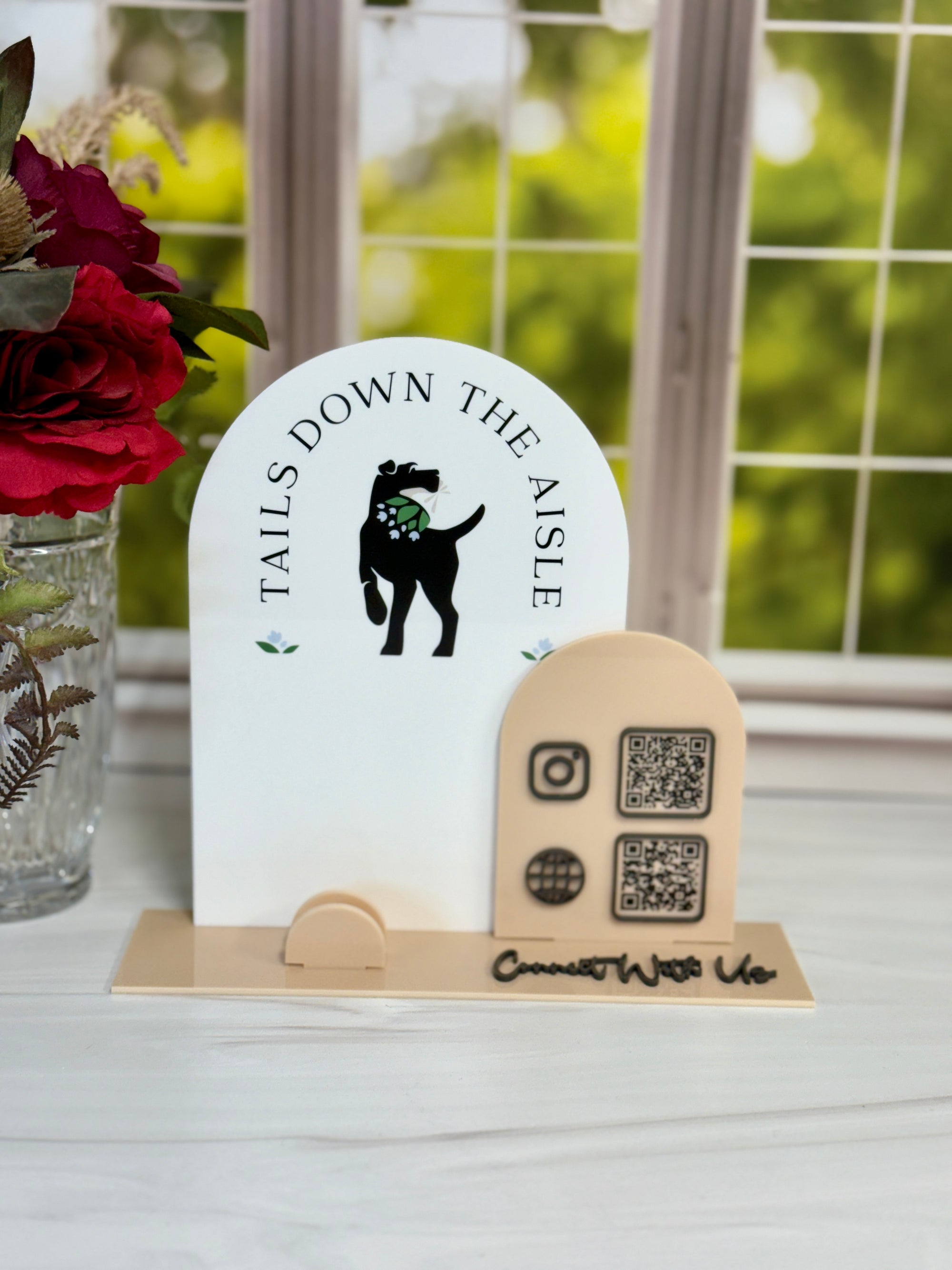 Trade Show Social QR Code, Freestanding Acrylic Business Marketing Sign