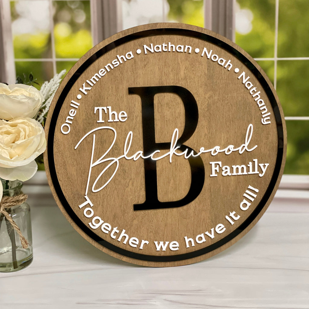 Personalized Family Name Round Wooden Sign with Established Date