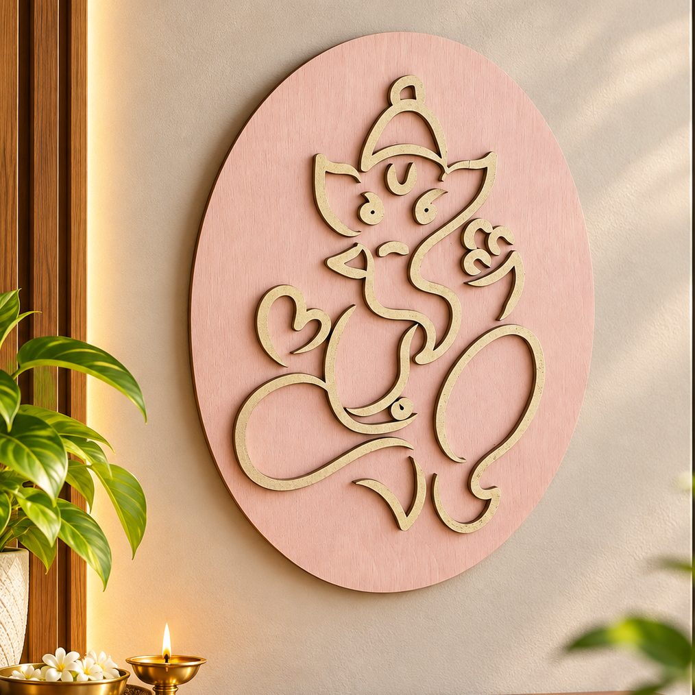 Lord Ganesha Wooden Wall Art | Modern Ganesh Decor