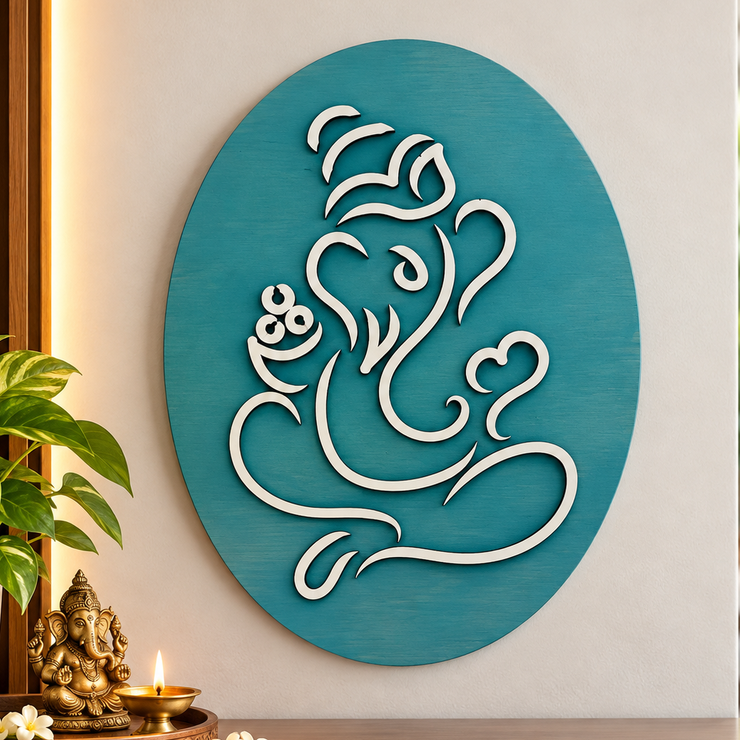 Lord Ganesha Wooden Wall Art | Modern Ganesh Decor