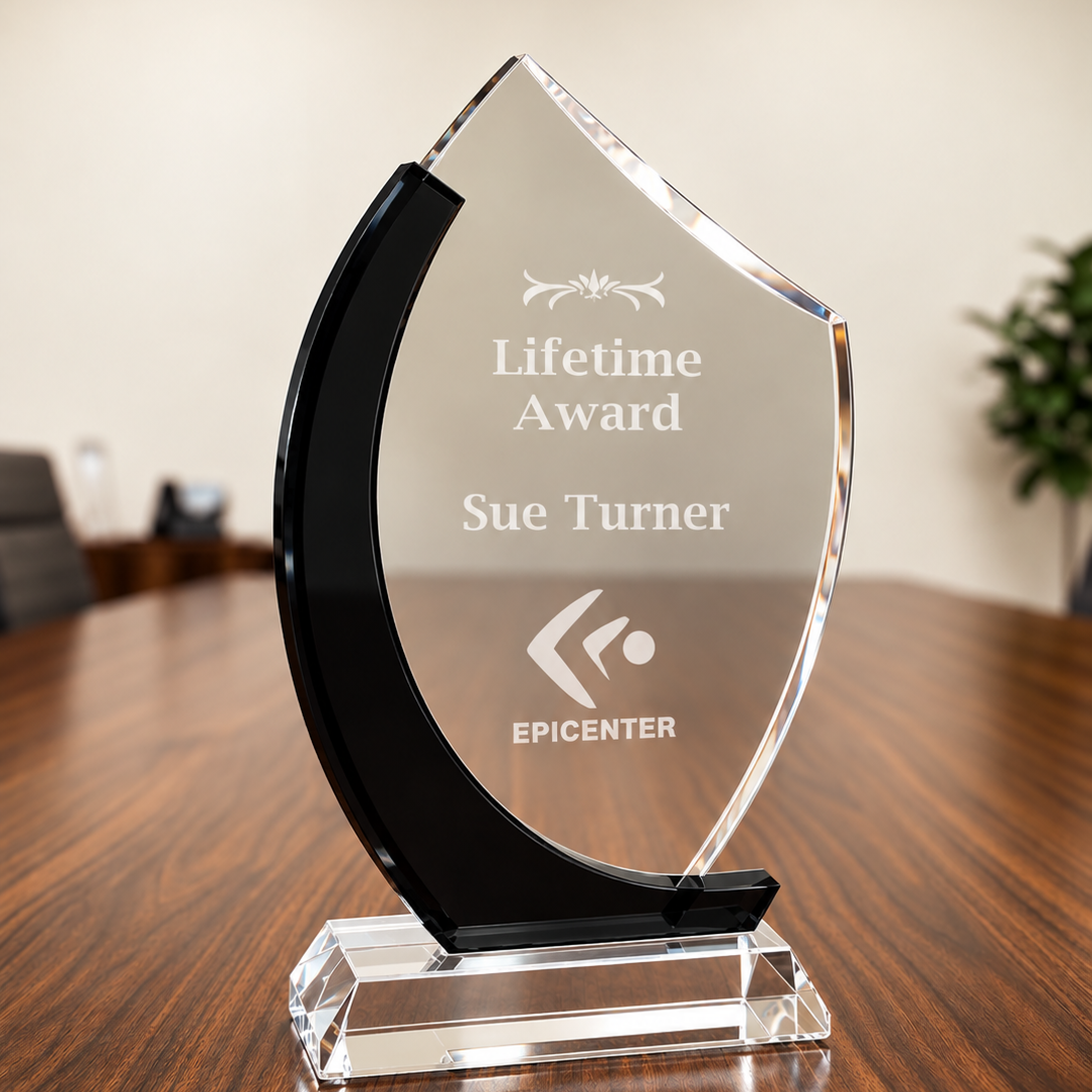 Custom Crystal Recognition Award | Personalized Corporate Trophy