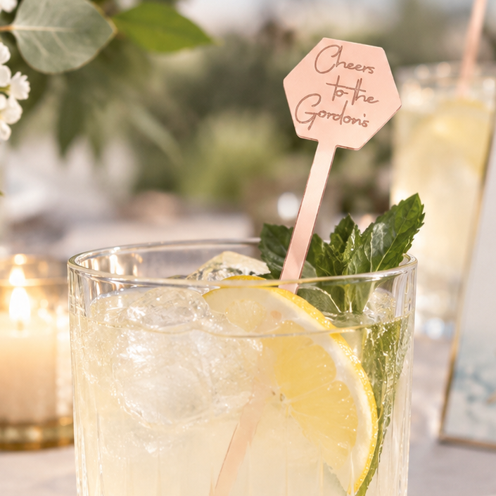 Personalized Hexagon Drink Stirrers | Custom Hexagon Acrylic Cocktail Stir Sticks