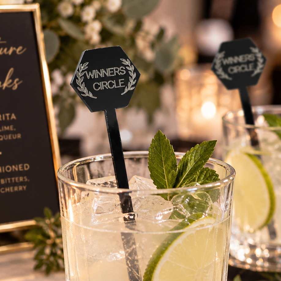 Personalized Hexagon Drink Stirrers | Custom Hexagon Acrylic Cocktail Stir Sticks