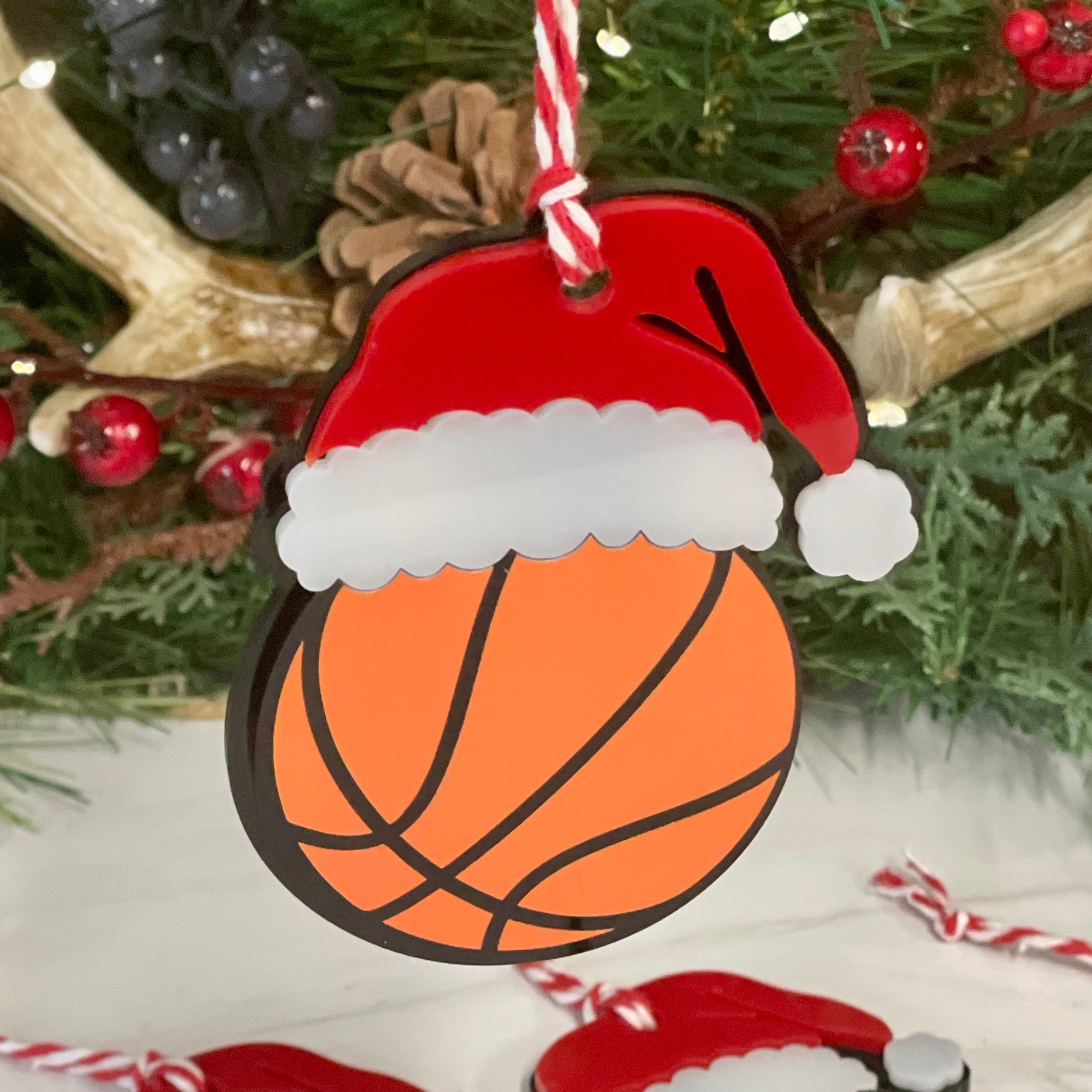 Santa Hat Sport Ball Ornaments