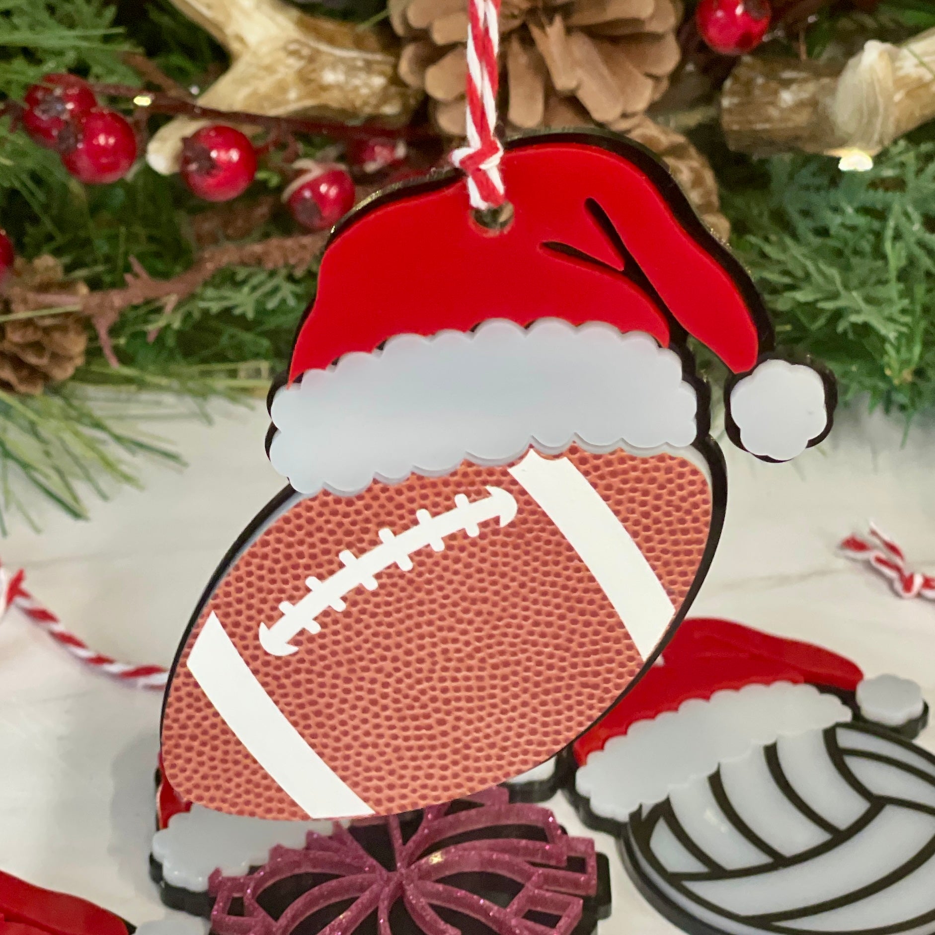 Santa Hat Sport Ball Ornaments