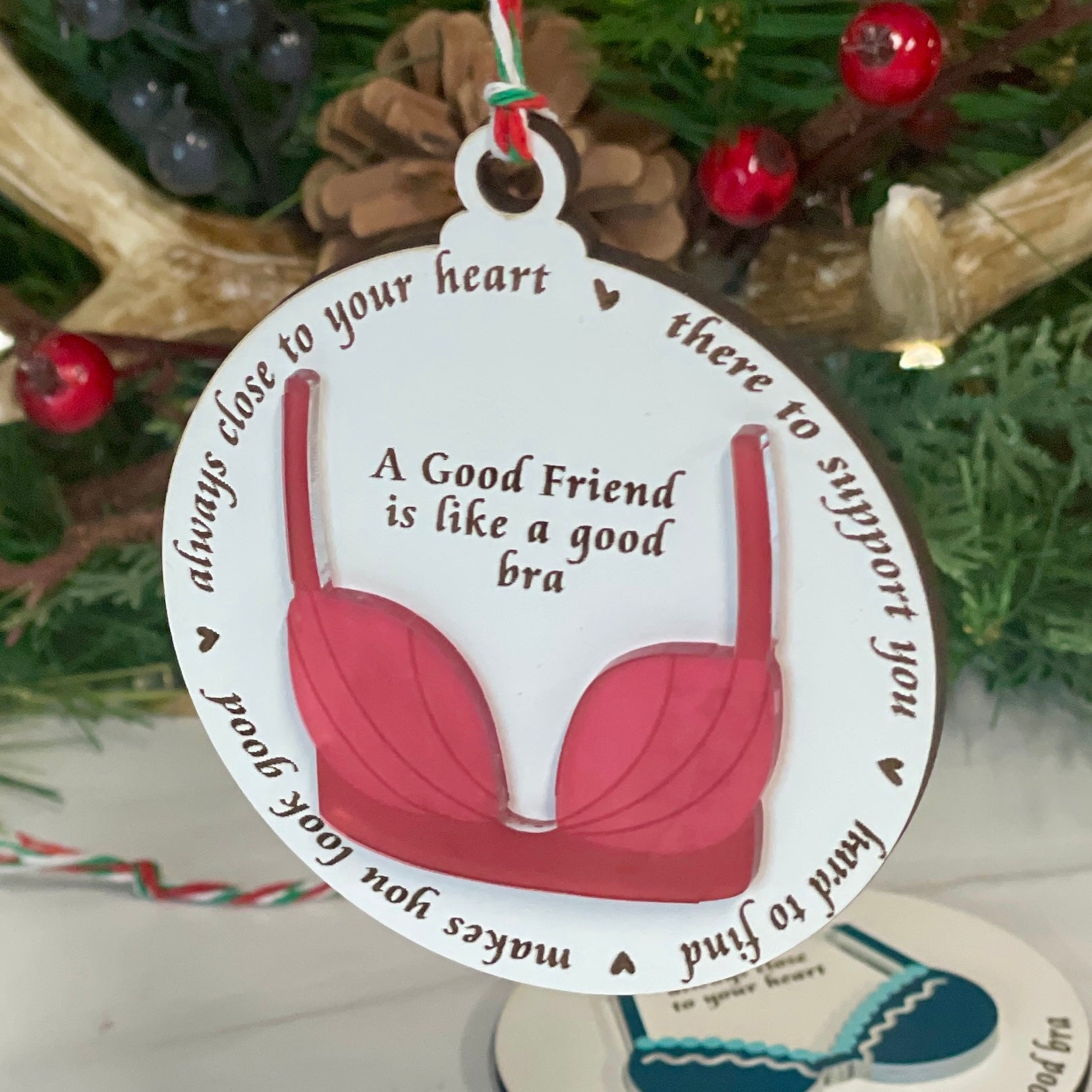 A Good Friend is Like a Good Bra Funny Ornament