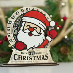 Christmas countdown timer with Santa Claus design, showing '21 days until Christmas'.