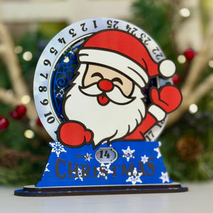 Decorative Christmas countdown calendar with Santa Claus design on a white background.