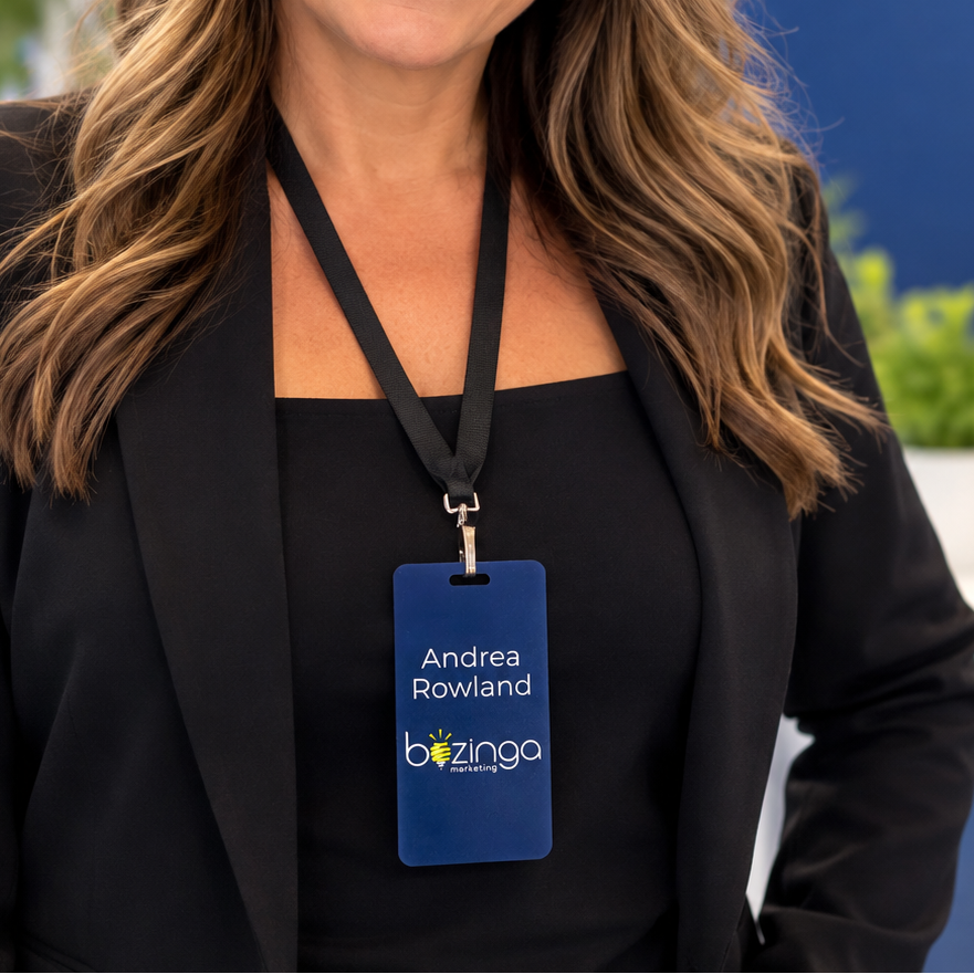 Custom Branded Acrylic Lanyard Badges with QR Code | Trade Shows, Conferences & Corporate Events