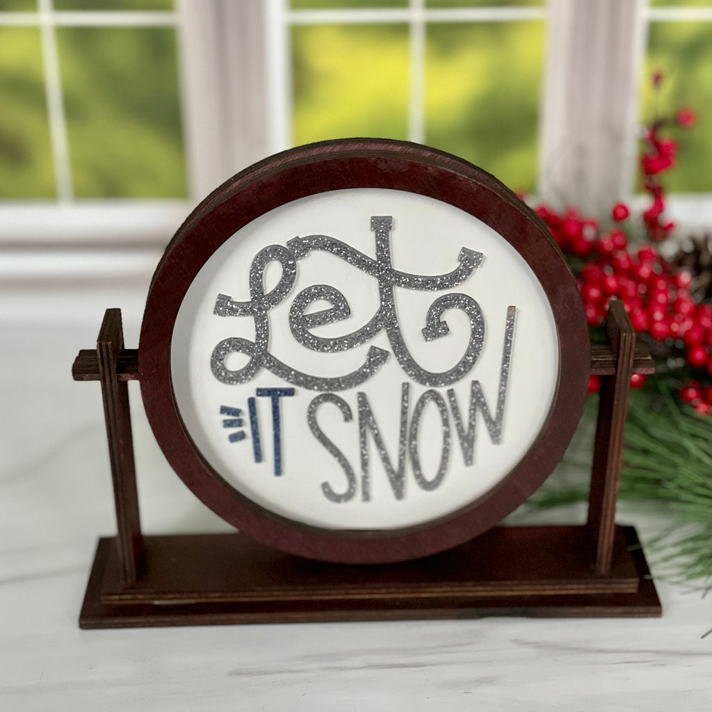 Let It Snow Circle Sign With Frame