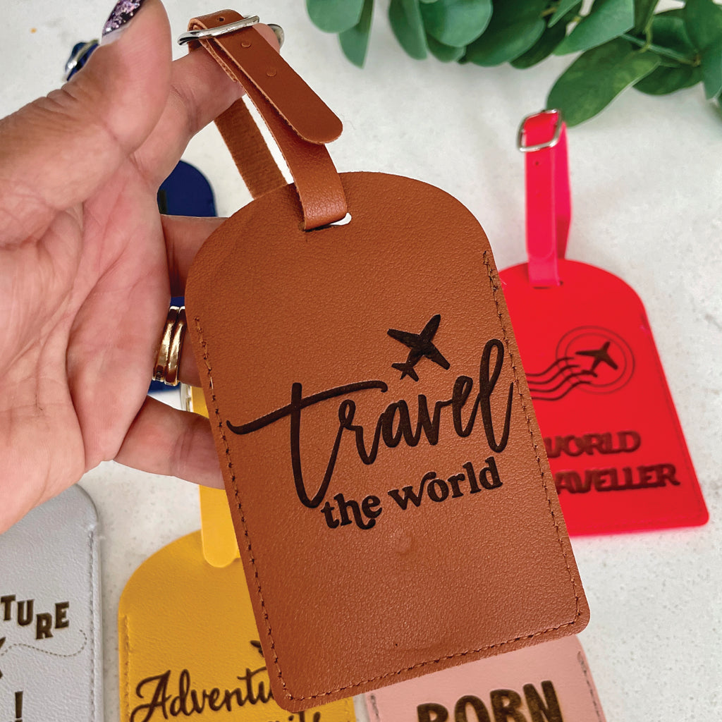 PU Leather Engraved Luggage Tags