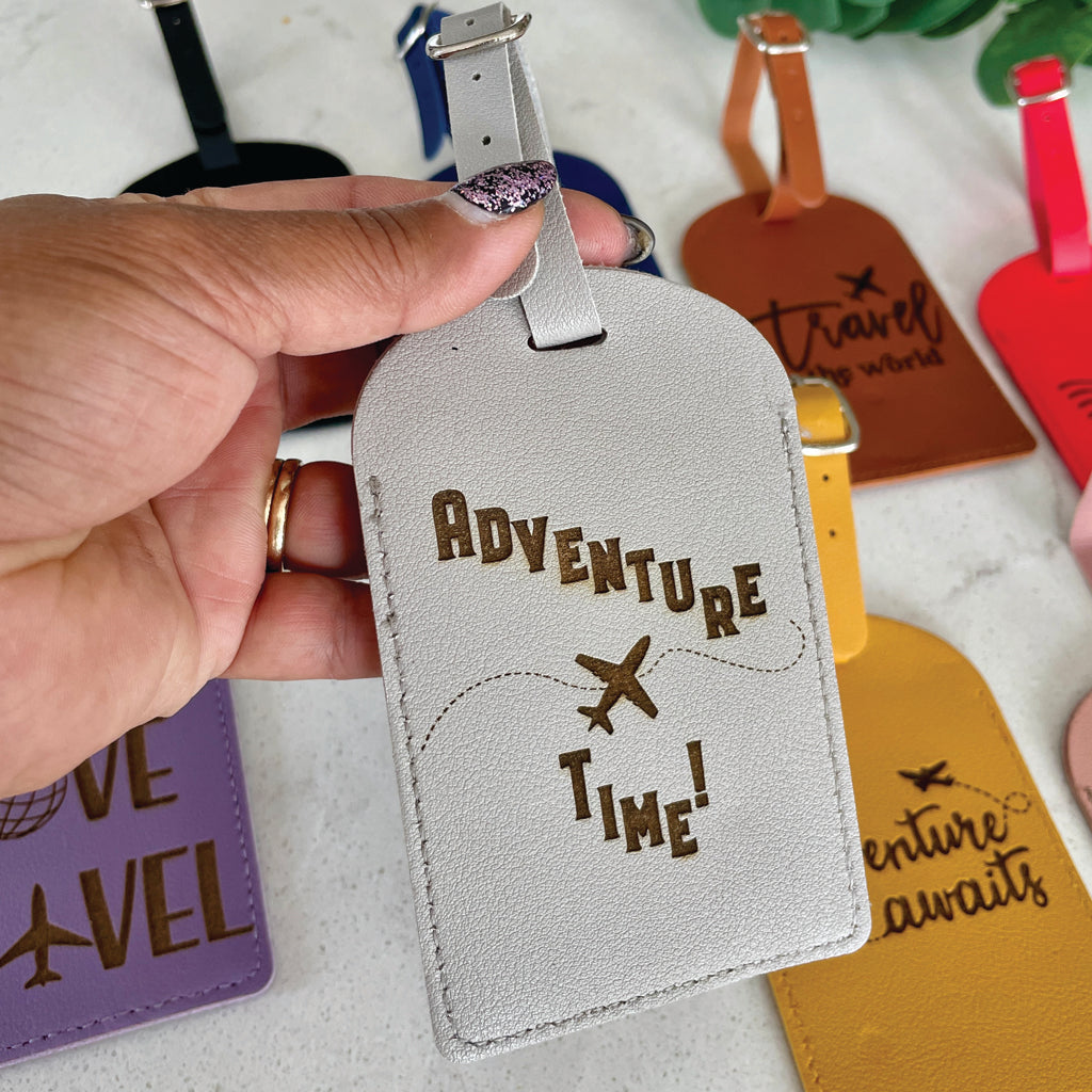 PU Leather Engraved Luggage Tags