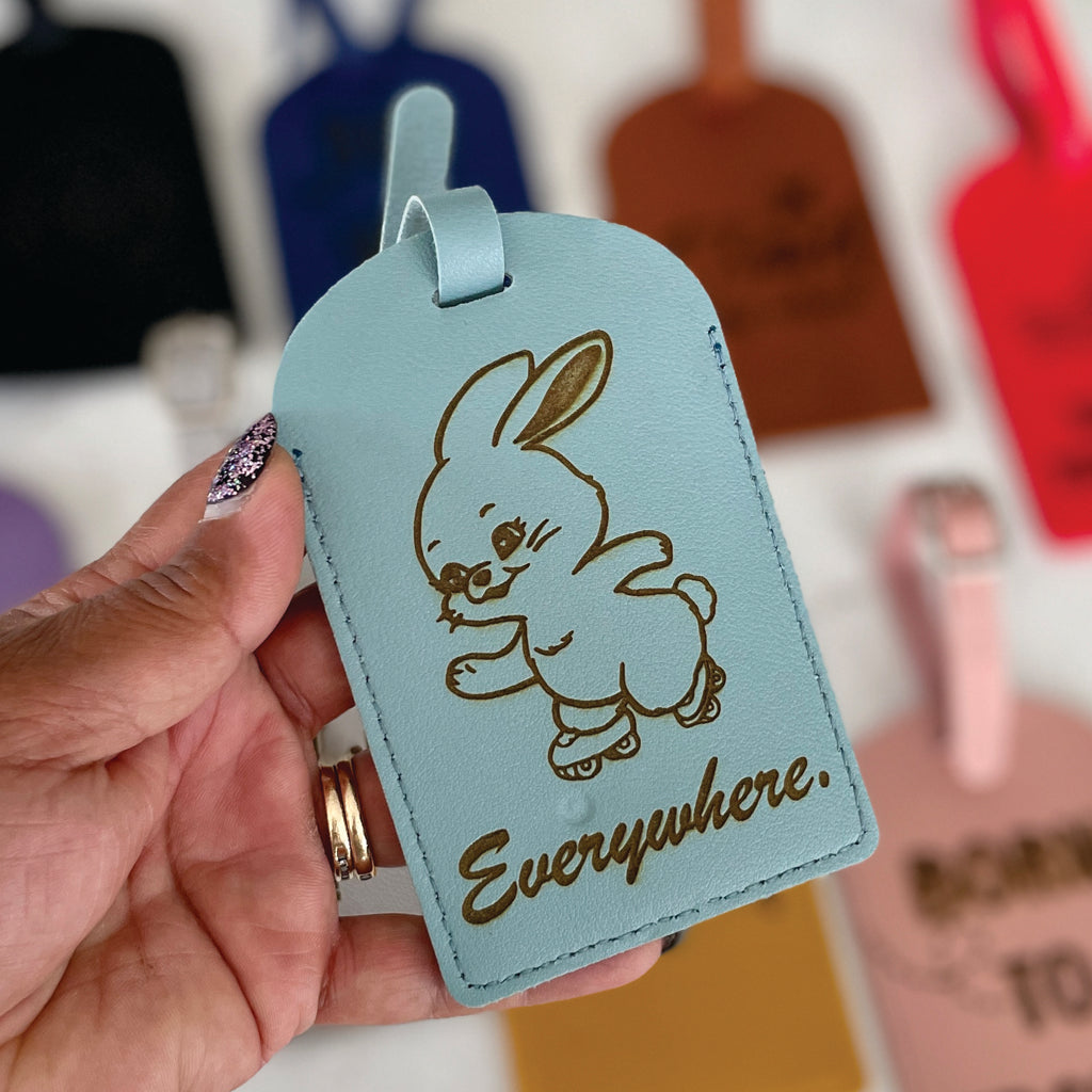 PU Leather Engraved Luggage Tags