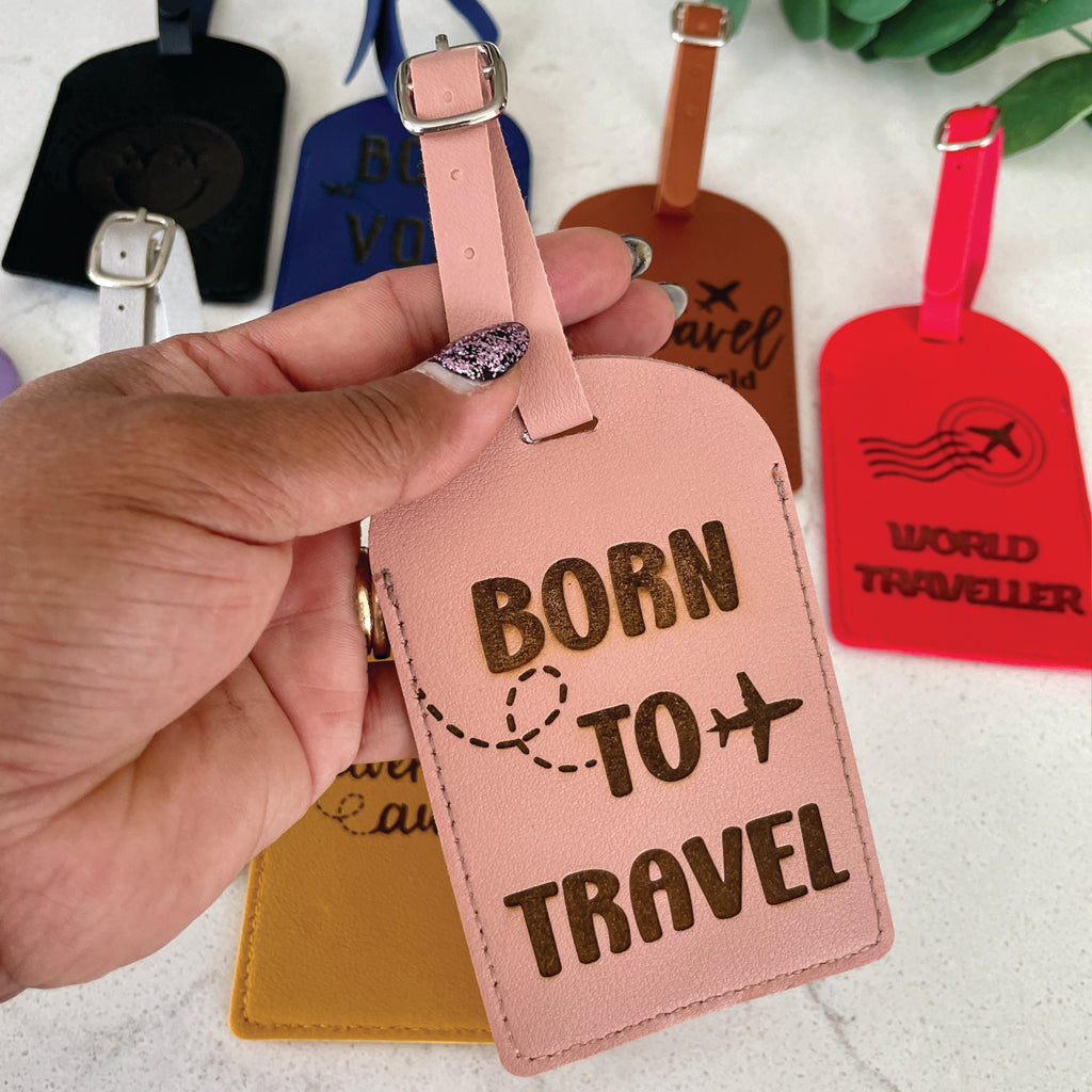 PU Leather Engraved Luggage Tags