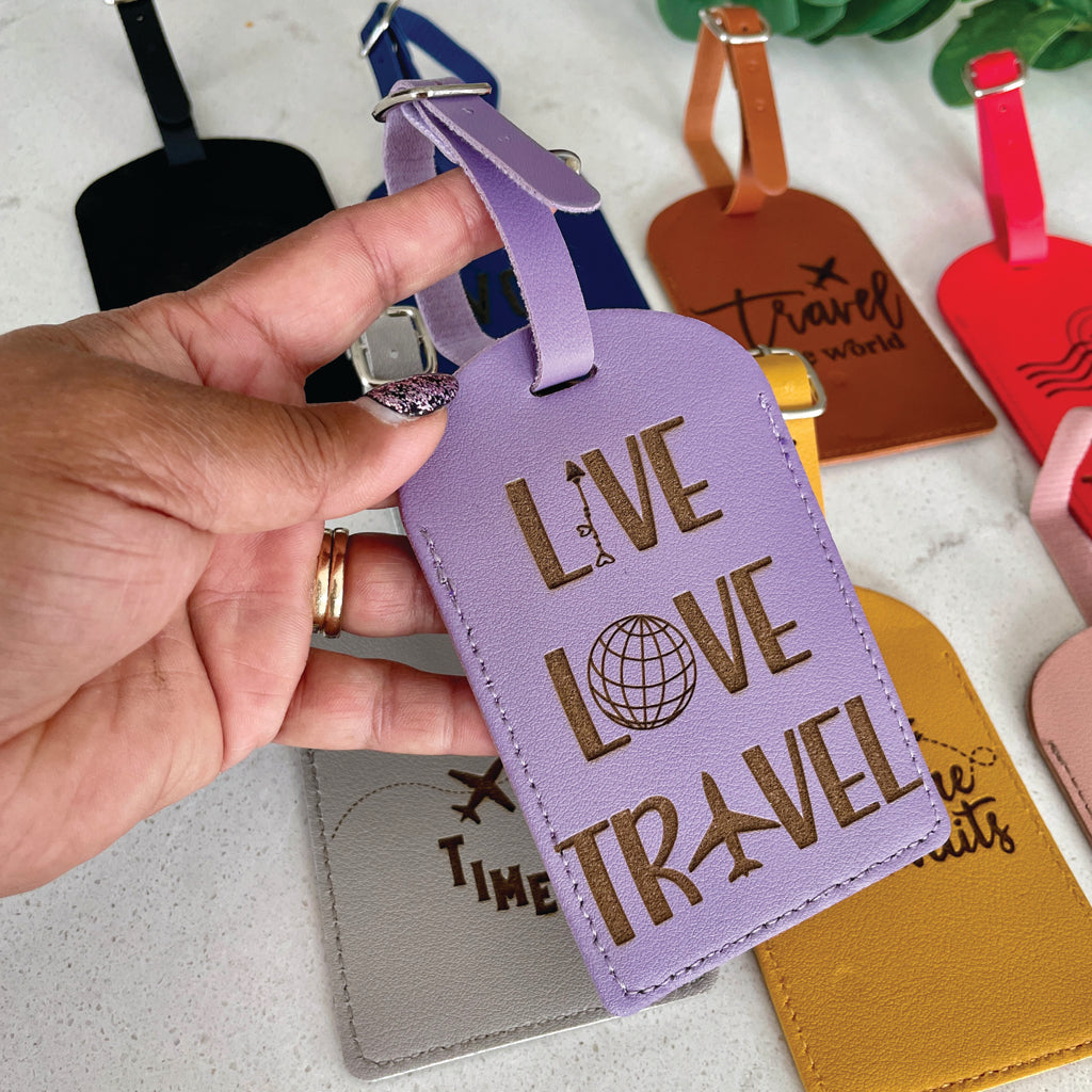 PU Leather Engraved Luggage Tags