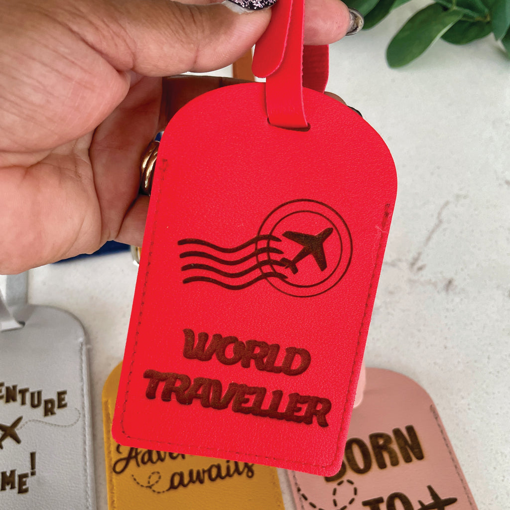 PU Leather Engraved Luggage Tags