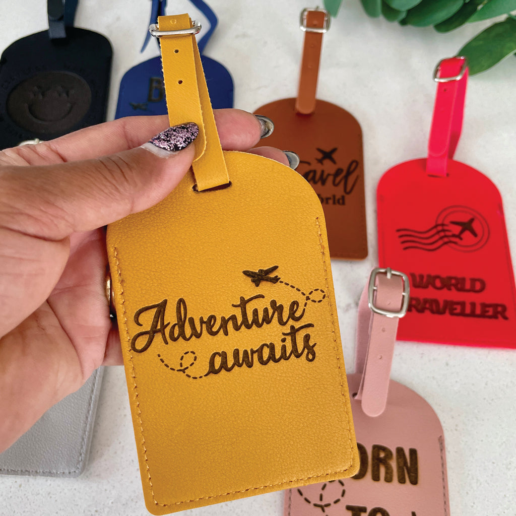 PU Leather Engraved Luggage Tags