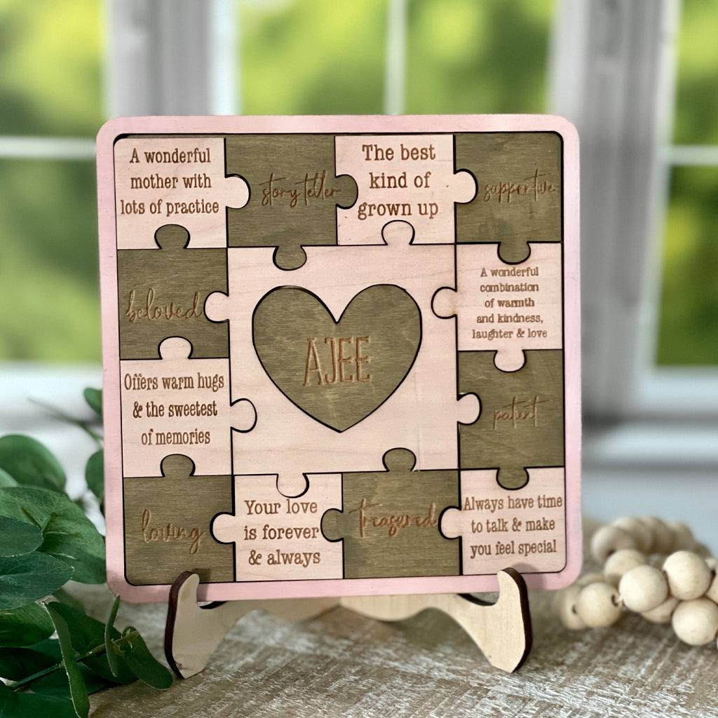 Grandma Puzzle Sign With Individual Puzzle Pieces - Timeless Notions