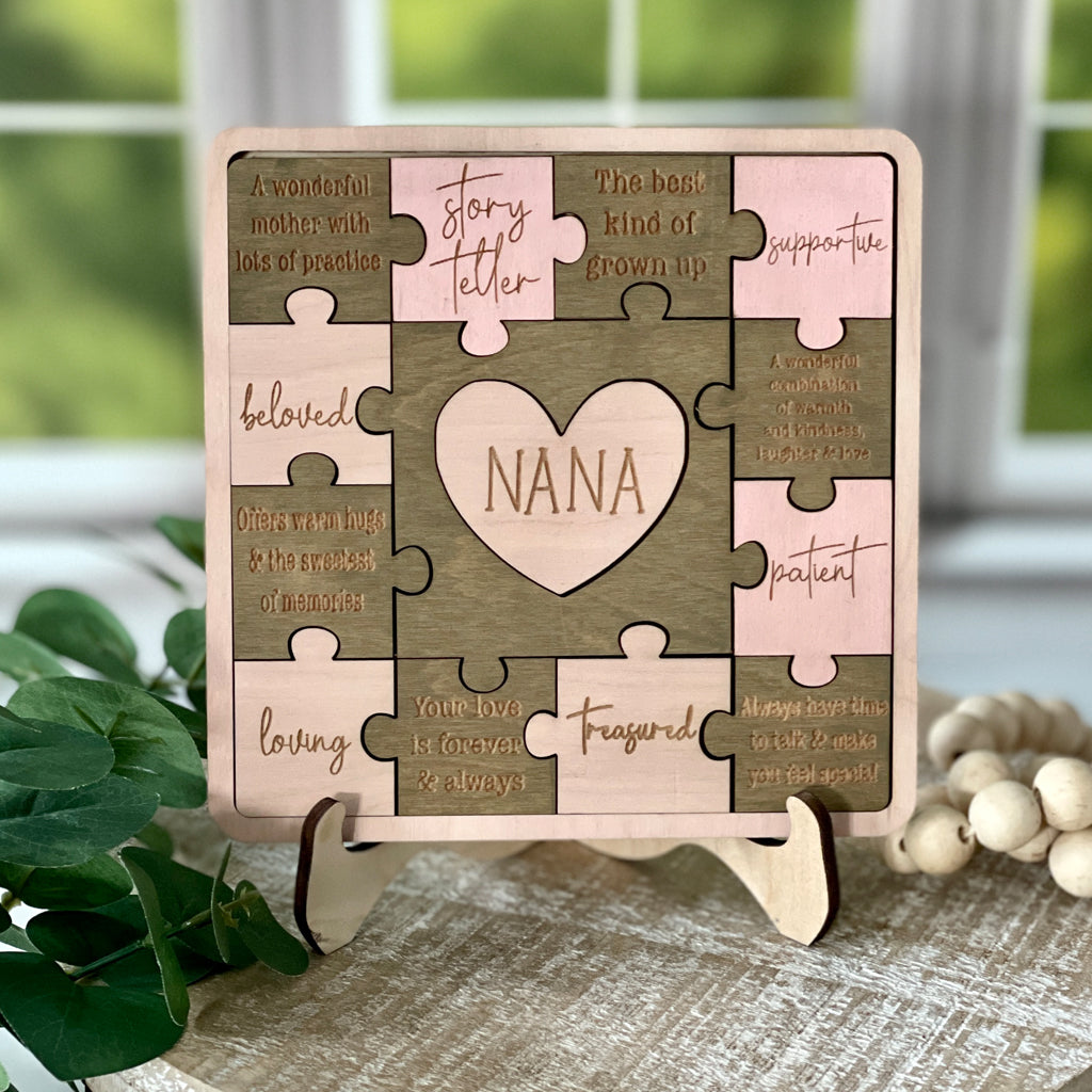 Grandma Puzzle Sign With Individual Puzzle Pieces