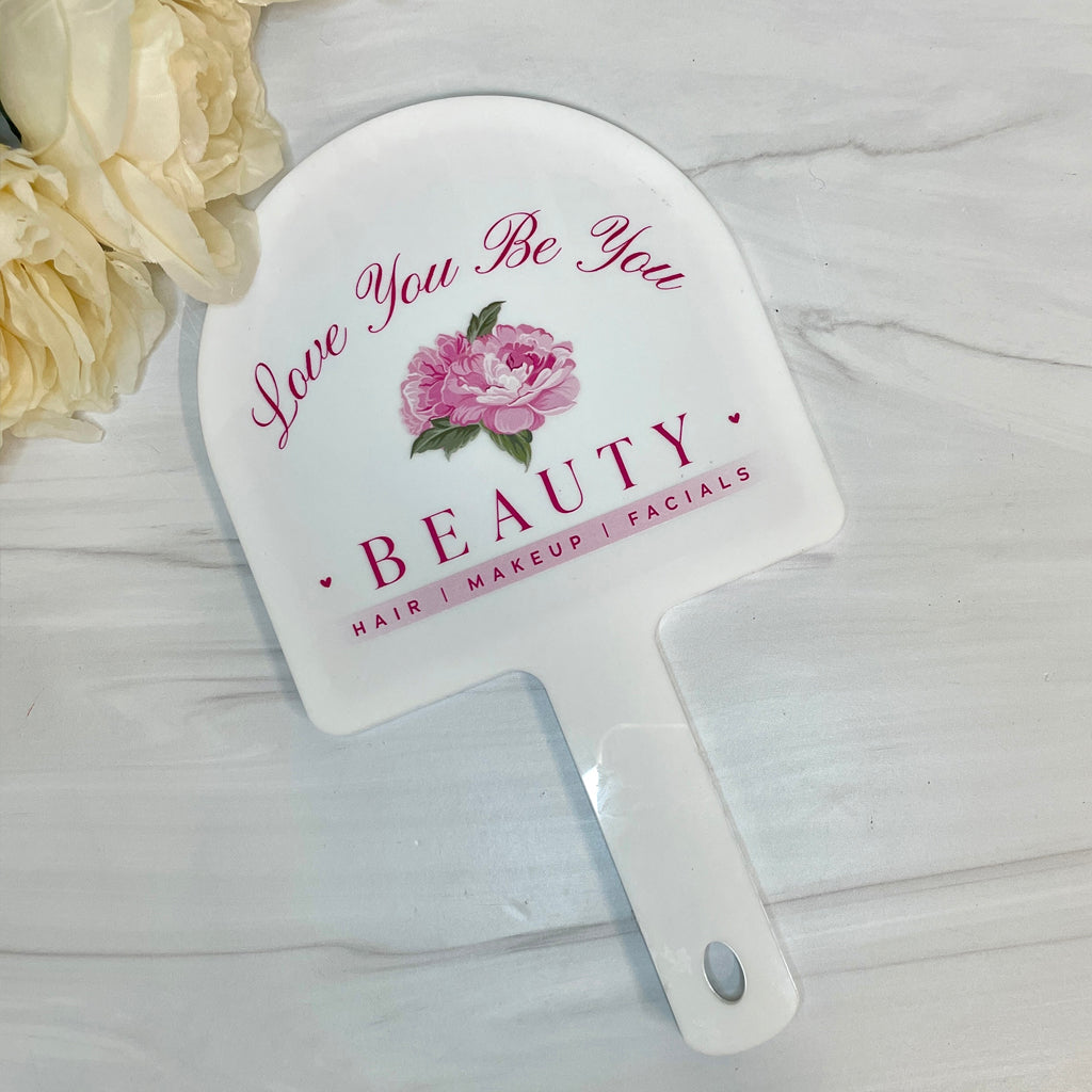 Personalized Handheld Mirror for Make Up Artist With UV Printed Logo